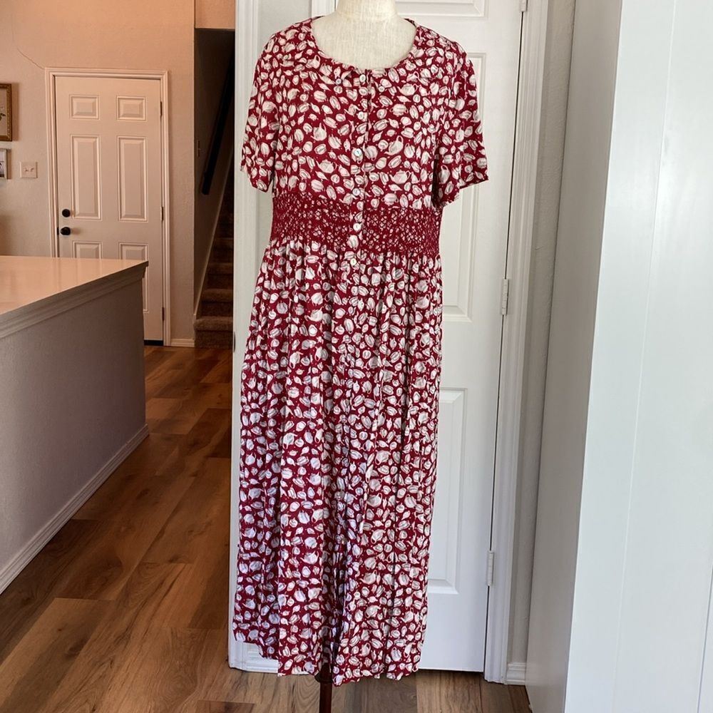 Susan Bristol vintage tea cups print cottage core midi dress